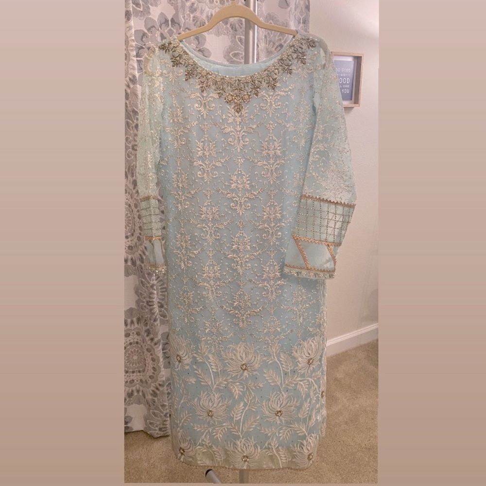 Stunning baby blue shalwar kameez in size medium